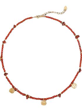 wens浮雕吊坠红玛瑙项链锁骨链