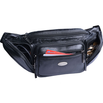 男士多功能贴身收银软皮腰包