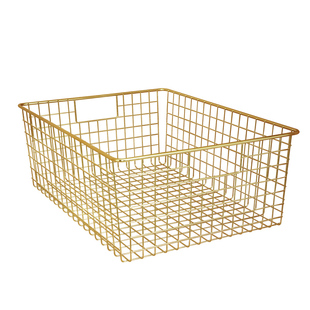 衣柜收纳筐金属裤子收纳盒衣服整理盒家用衣橱网格金色铁艺收纳篮