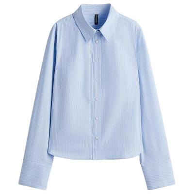 HM女装衬衫春季掐腰设计感上衣简约休闲府绸衬衣1297832