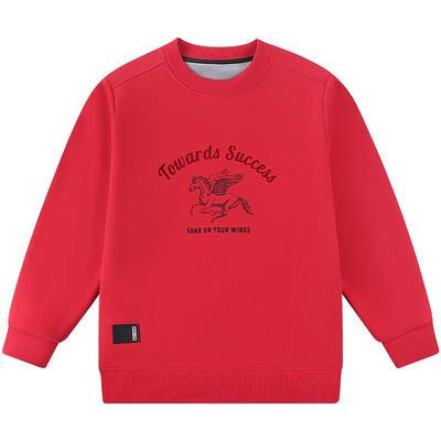 【吸汗暖绒卫衣】奕时代胖男童红色加绒卫衣中大童保暖圆领上衣冬