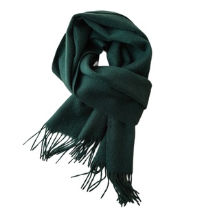 墨绿色羊绒围巾女款2025新款冬季轻奢高级感纯色山羊绒护颈围脖男