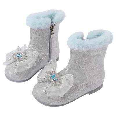 儿童时尚水钻公主靴加绒保暖单靴