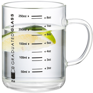 儿童牛奶杯带刻度杯透明玻璃早餐燕麦杯微波炉可加热加厚喝奶水杯