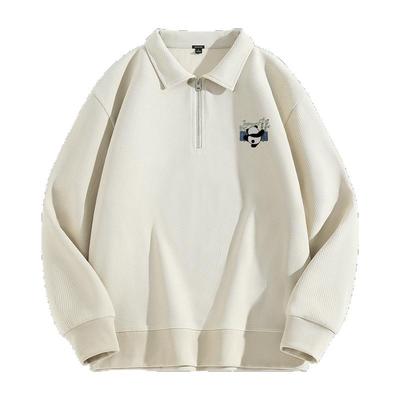 男半拉链国潮卫衣重磅华夫格外套