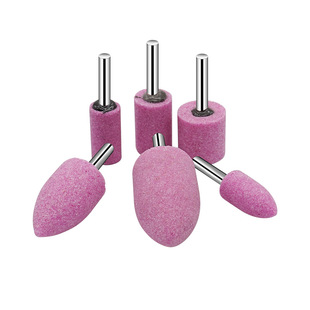 红刚玉电磨头 6mm柄砂轮火石仔 金属打磨抛光头 铬刚玉陶瓷磨头