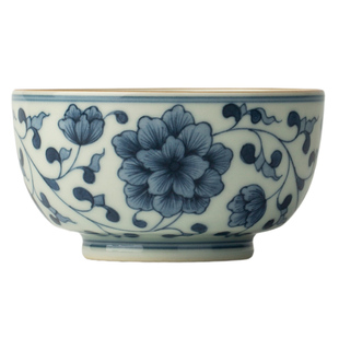 三勤堂纯手绘青花缠枝莲罗汉杯景德镇陶瓷功夫茶具高档主人杯茶杯