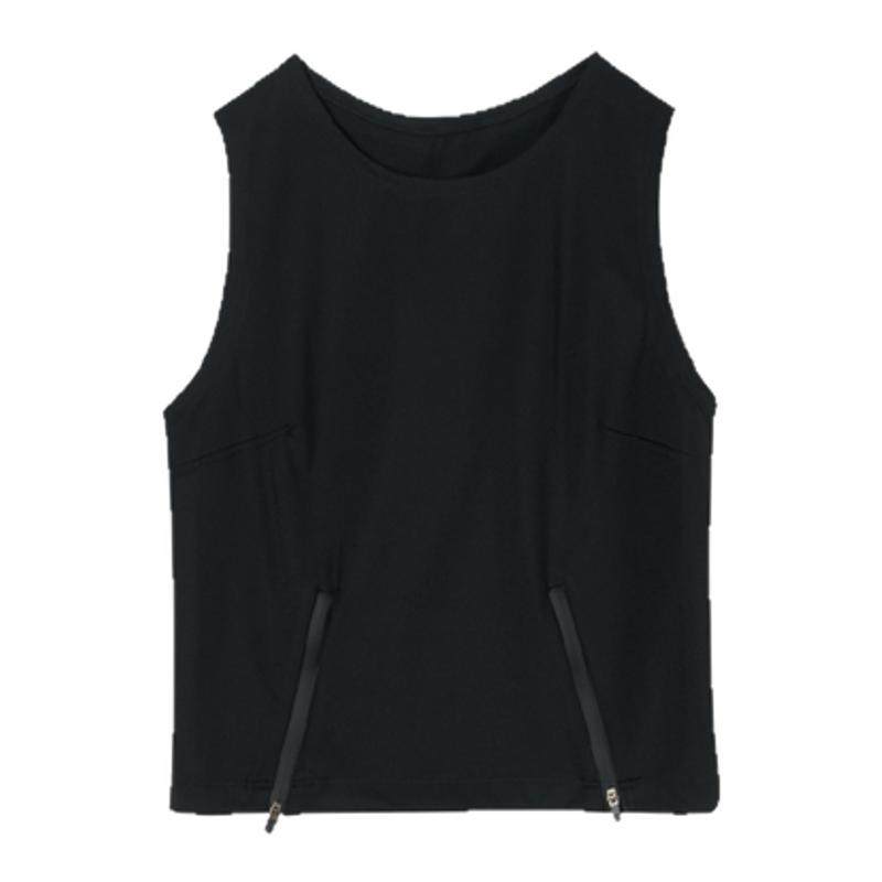 OUTCIRCS 拉链细节针织设计感无袖背心新款夏女时尚外穿运动打底