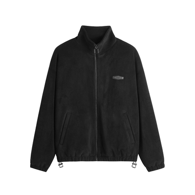 HIM汉崇 蓬松云感摇粒绒夹棉外套男立体胶章宽松休闲棉服2025冬季