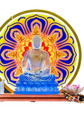 古法琉璃供奉禅意释迦牟尼佛摆件