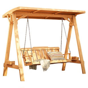 农村小院荡秋千防腐木秋千户外木制吊椅摇椅室外露天摇篮防水防晒