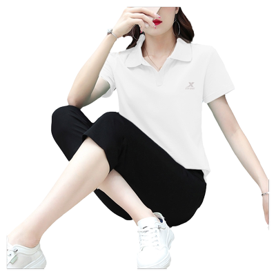 特步polo翻领运动套装女