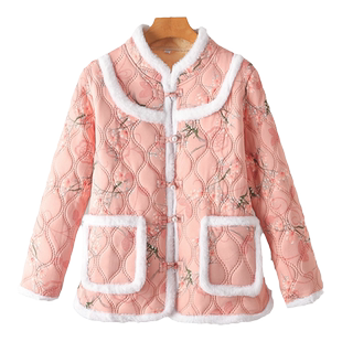 复古盘扣东北花棉袄女冬新款民族风家居服可外穿加绒睡衣棉服外套