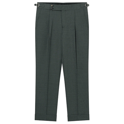 JDV商场同款绿色绵羊毛直筒西裤