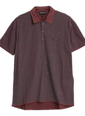 Emporio Armani 春夏男士波点满印短袖polo衫银泰百货 301596