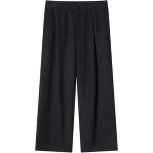 高端山羊绒蚕丝混纺加厚保暖针织长裤子男士松紧腰宽松直筒休闲裤