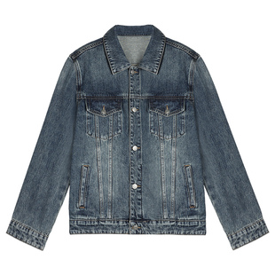 pusumede渐变水洗蓝 复古牛仔衬衫外套女宽松显瘦百搭夹克上衣