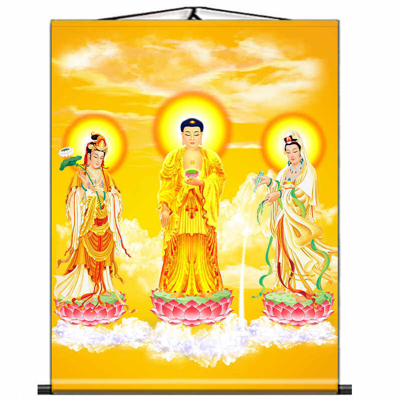 全佛图阿弥陀佛观音画像卷轴挂像