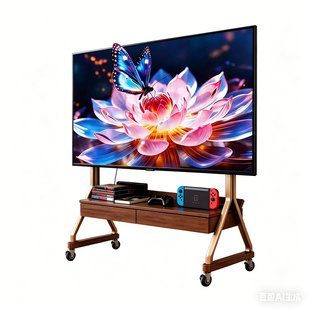 实木电视移动支架电视机移动电视柜客厅家用小户型现代简约中古风