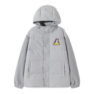 tokidoki拼接印花羽绒服男女冬季新款加厚潮牌情侣百搭外套