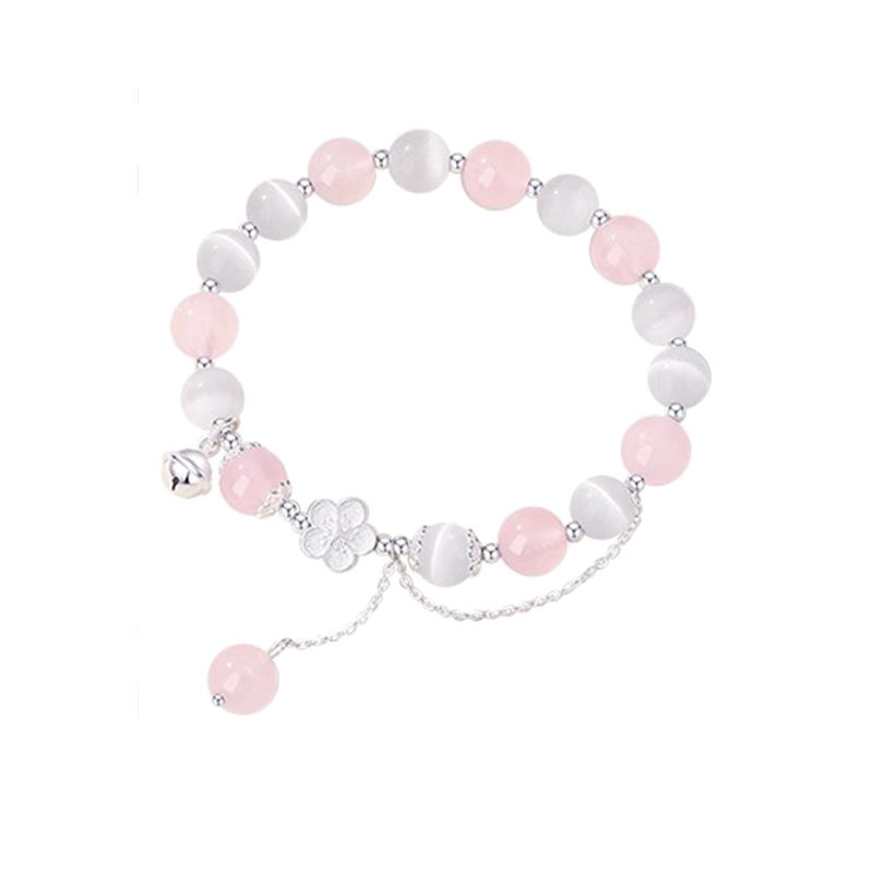 【999银|正品】桃花粉水晶手串