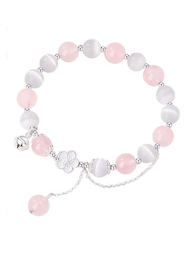 【999银|正品】桃花粉水晶手串