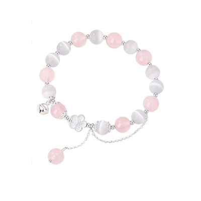 【999银|正品】桃花粉水晶手串
