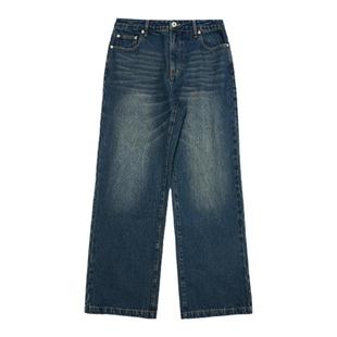 Melting Sadness春季穿搭深蓝直筒牛仔裤情侣长裤