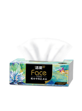 洁柔油画抽纸80抽加厚4层可湿水