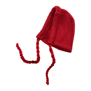 西本绑带小红帽子女秋冬季保暖针织帽韩国巴拉克拉法帽护耳毛线帽