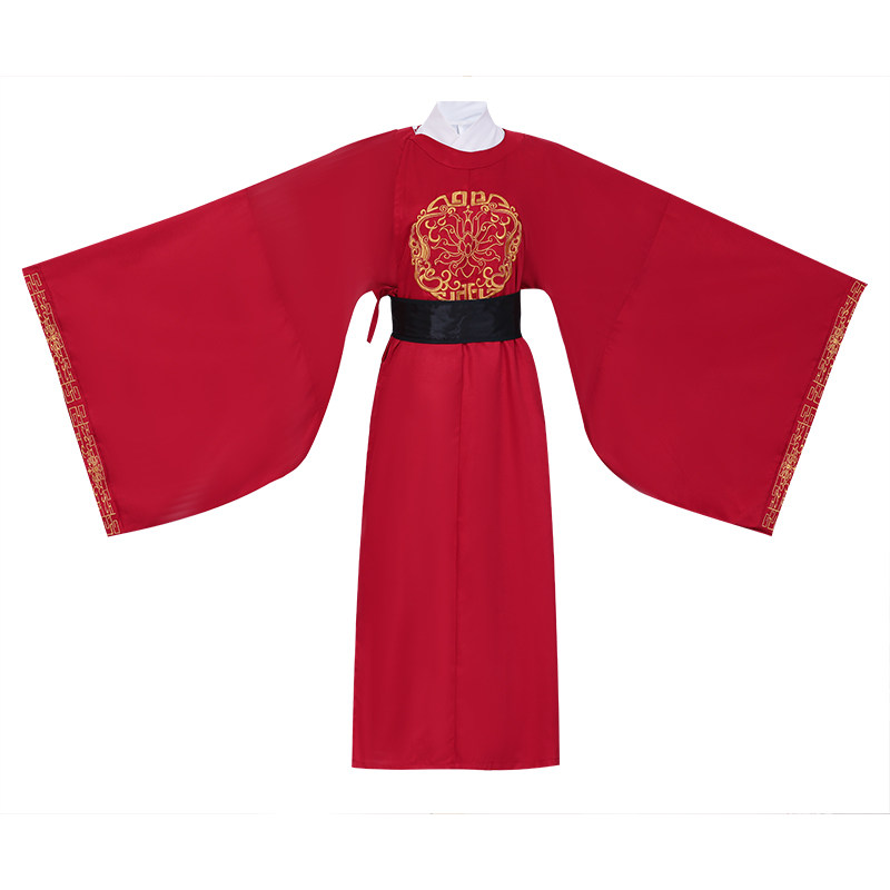 汉服男装酒红色圆领袍复原唐朝官服长袍公子古风中国风正品武侠风