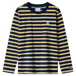 Champion冠军男女大小童秋季新款经典学院复古条纹长袖T恤