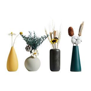 陶瓷小花瓶酒店餐厅民宿电视床头柜摆设装饰品干花家居花束小众