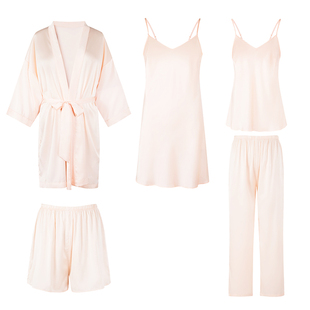 睡衣女吊带连衣睡裙睡袍薄款性感家居服五件套装四季可穿