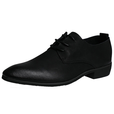 男士休闲皮鞋男真皮软面皮增高韩版潮流男鞋英伦尖头商务磨砂牛皮