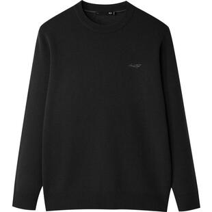 HLA/海澜之家轻商务休闲加绒加厚长袖针织衫24冬新圆领黑色毛衣男