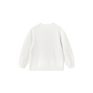 英氏儿童毛衣套头上衣女童针织打底衫白色宝宝春春秋新款纯棉