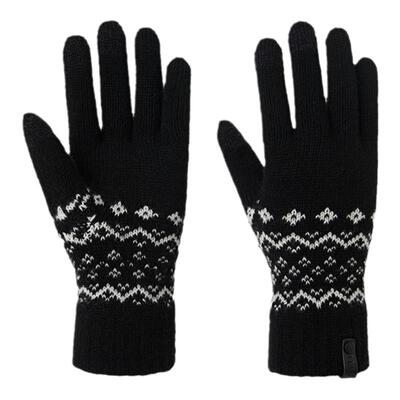 ELLE红色羊毛毛线针织手套女士秋冬季户外保暖百搭可触屏分指开车