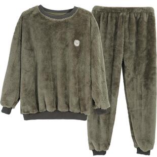 歌瑞尔柔软法兰绒睡眠保暖睡衣冬情侣加厚珊瑚绒家居服套装