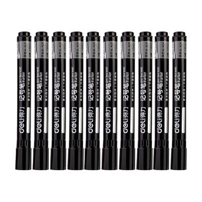 得力记号笔油性墨水黑色红蓝