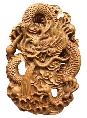 崖柏木生肖龙牌钥匙祥龙汽车挂件