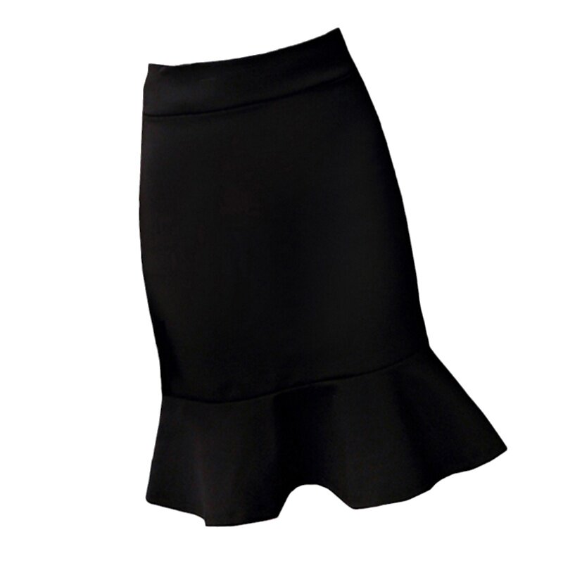 高腰荷叶边鱼尾半身裙