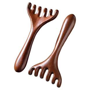 金丝檀木鹿角按摩梳经络梳檀木梳五爪梳耙子刮痧梳子女家用脱发防