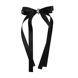 黑色丝带绑发蝴蝶结发夹女后脑勺气质芭蕾风发卡半扎发夹子头饰