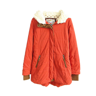 艾格伊品休闲可爱连帽夹棉中长款女棉衣棉服女秋冬 120332007