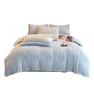 牛奶绒床品四件套冬季加厚珊瑚绒被套冬绒床单床笠款保暖床上用品