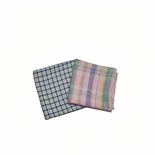 苏格兰风格人造棉绵绸布料黑白藏青小格子宝宝男女做衣服的布面料