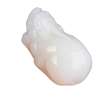 新疆和田玉羊脂玉貔貅手把件天然和田白玉籽料招财貔貅把玩件挂件