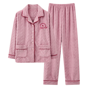 睡衣女款秋冬季珊瑚绒加绒加厚法兰绒冬款2026新款壮丽家居服冬天