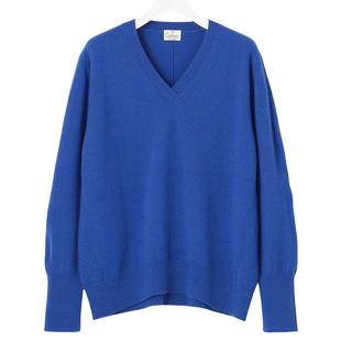 23区日系春季通勤宽松版纯山羊绒V领套头毛衣针织羊绒衫商场同款
